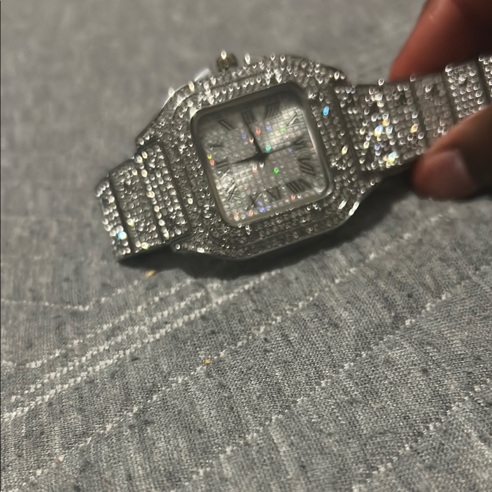 Silver Crystal-Embellished Watch